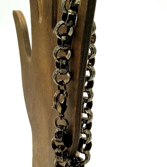 Vintage EP Erwin Pearl Hammered Chunky Rolo Chain Link Bracelet Unisex - Picture 16 of 16